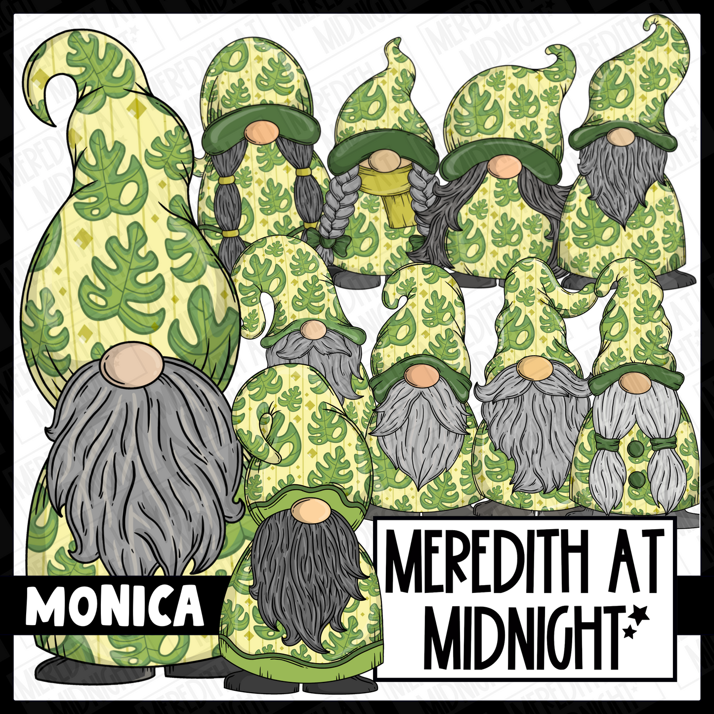 "Monica" Monstera Leaf Gonk / Gnome Clipart / Digital Stickers *INSTANT DOWNLOAD* PNG files